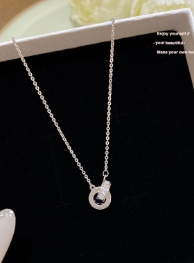 韩版双环圆形钛钢项链配饰女新款小众设计日常百搭网红爆款锁骨链