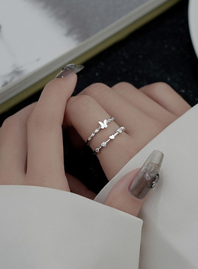 925银轻奢戒指编织蝴蝶甜美时尚