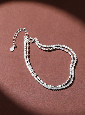 纯银米粒珠双层手链精致时尚新款