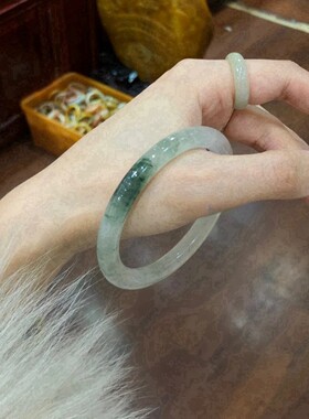 【正品保真】天山翠玉镯女冰糯种不知春翡色飘花手镯礼物多样性发