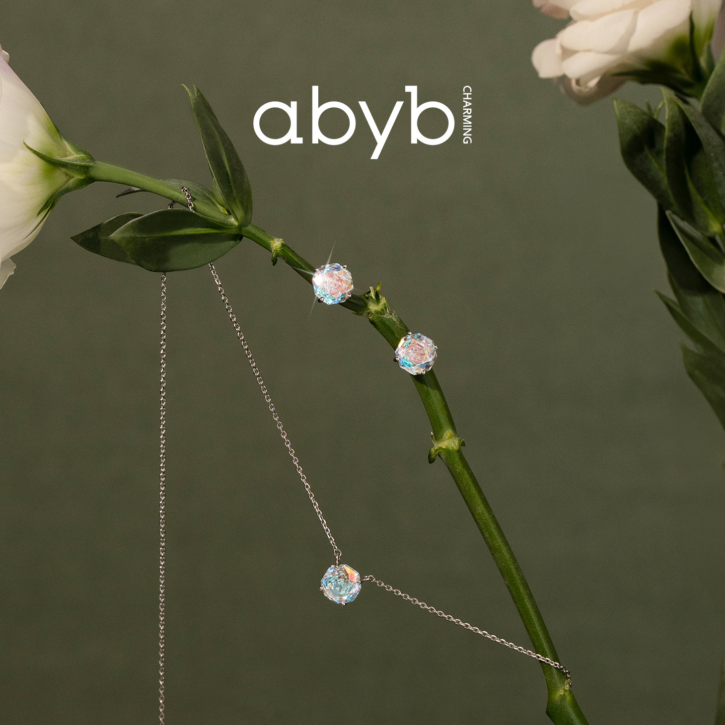 abyb明星同款玫瑰项链锆石锁骨链轻奢新款吊坠颈链纯银生日礼物