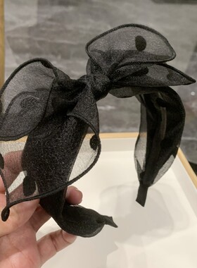 黑色大蝴蝶结网纱发箍洋气