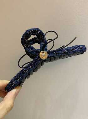 小香风气质链条牛仔织带辫子倒梳带齿防滑发箍高级感蝴蝶结抓夹女