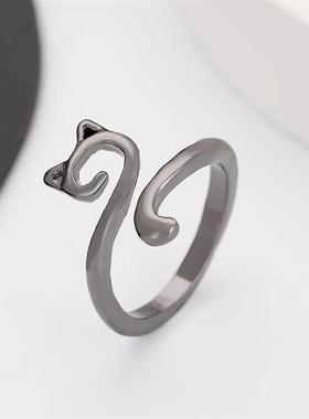 Opening Adjustable Fashion Animal Cat Ring Jewelry欧美猫戒指