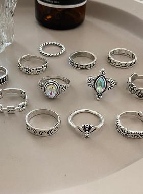 15pcs set Diamond love rings women女士覆古镂空镶钻戒指15件套