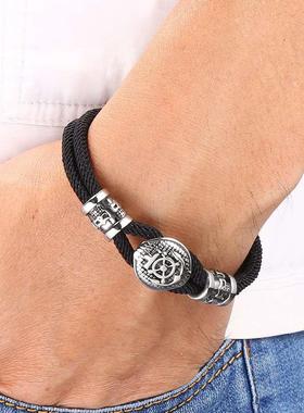 Men's Multi-Layer Leather Woven Brlet New Nordic Viking