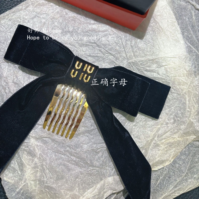 千金小姐名媛经典黑丝绒蝴蝶结发簪法式甜美发圈精致高级感发夹 - 图0