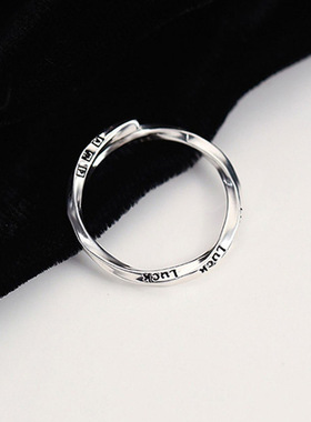 戒指素圈925纯银开口戒