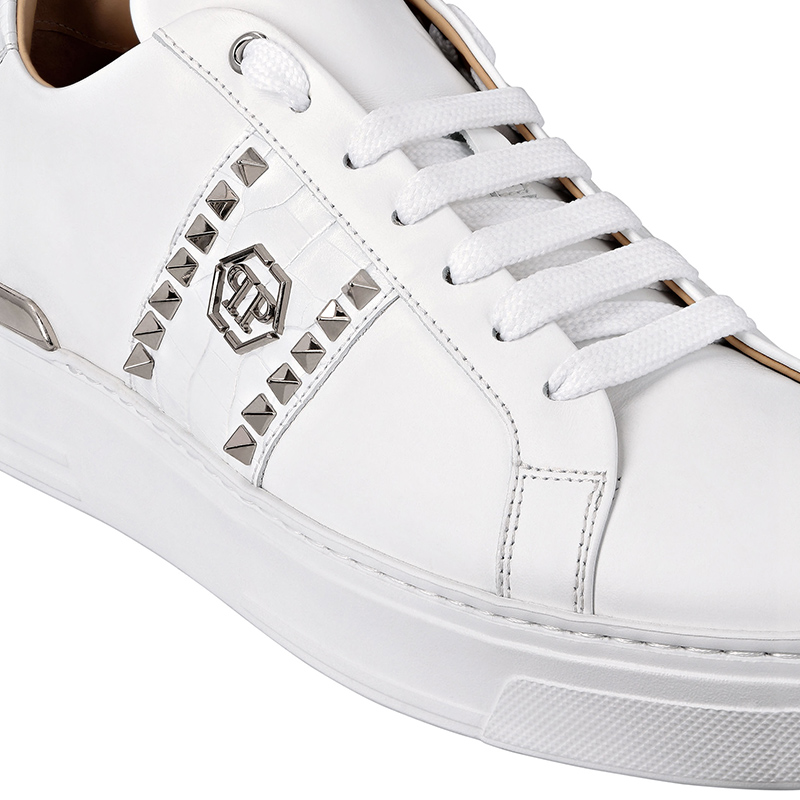 PHILIPP PLEIN 男女同款皮革低帮板鞋 - 图1