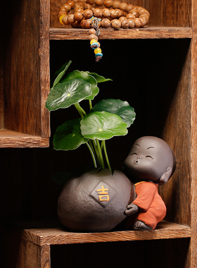 小和尚茶宠小花器功夫茶道配件