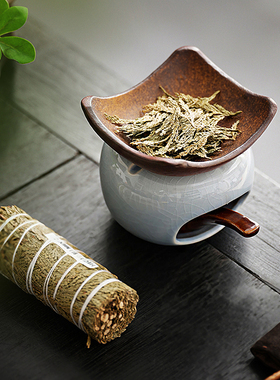 手作柿子烘烤炉陶瓷熏香植物雪松鼠尾草烤茶炉桌面摆件香粉香薰炉