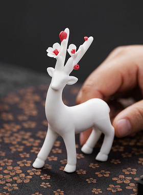 招财鹿陶瓷摆件家居客厅