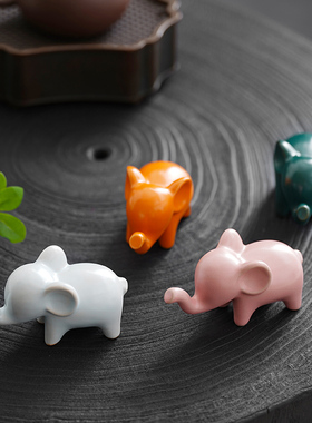 陶瓷小象茶宠简约小摆件