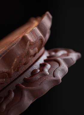 圆形禅意托架莲花红木