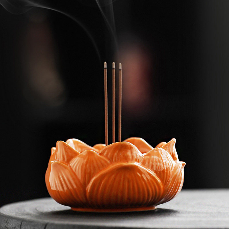 莲花香炉陶瓷室内供奉家用室内线香炉香插熏香摆件仿古盘香檀香炉,淘宝优惠券,粉丝福利购,淘宝优惠卷