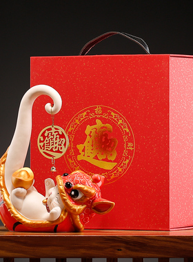 国潮醒狮招财猫摆件创意个性