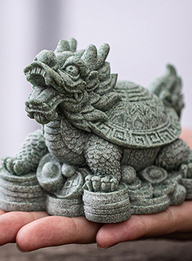 新款龙龟玄武青砂石工艺品