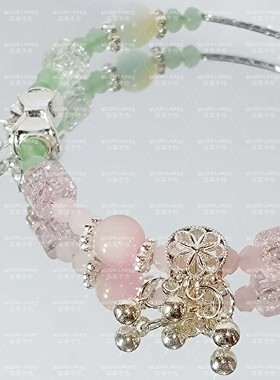 MUON LAKKE/桃溪-原创粉绿色方糖琉璃手链女闺蜜礼物清冷古风汉服