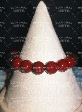 【绯心】原创暗红色手串女民族风朱砂天然檀木白松石多宝混搭手链