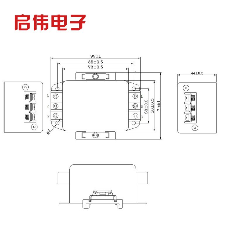 台湾KEILS电源滤波器220V端子台10A20A30A交流单相CW4L2-20A-R。 - 图2