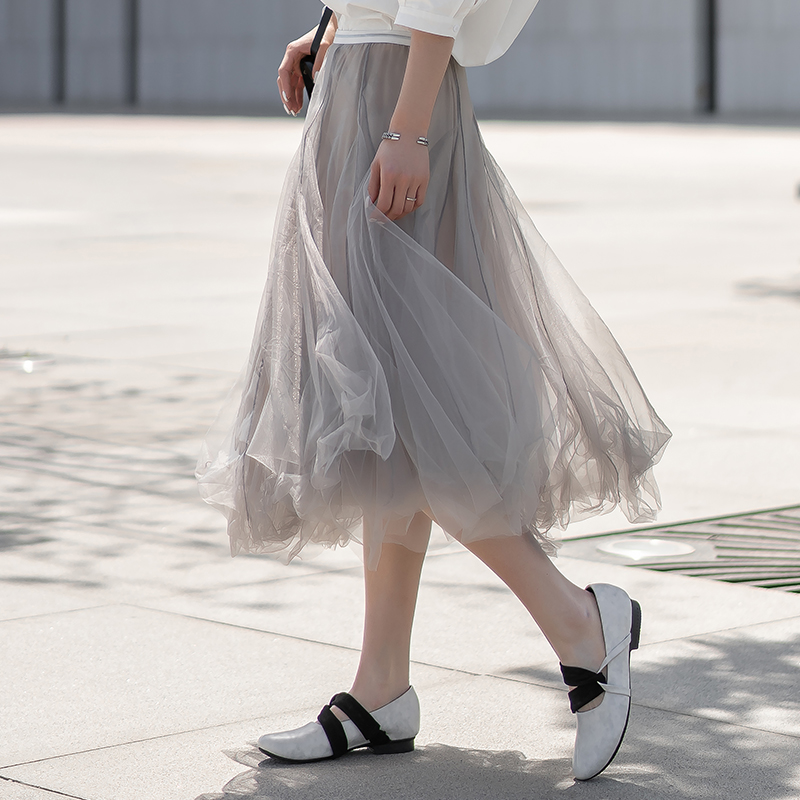 网纱黑色百搭显瘦高腰伞裙半身裙 advocatelife半身裙