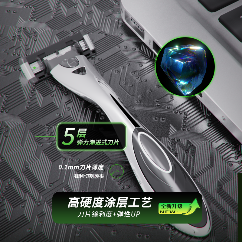5层渐进式手动剃须刀胡子胡须刀刮脸剃须刀片男士刀头送男朋友