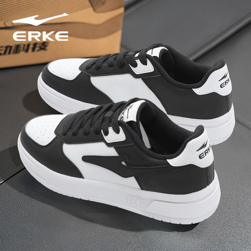 鸿星尔克板鞋空军一号男鞋运动鞋秋冬新款学生皮面防水休闲鞋子男 - 图1