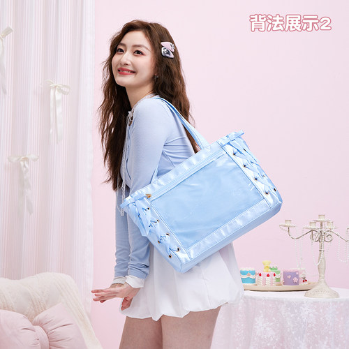 【元旦礼物】WEGO原创丝带痛包S少女托特包丝带休闲通勤手提包 - 图1