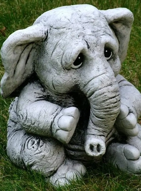 大象灰色摆件仿真动物树脂工艺品