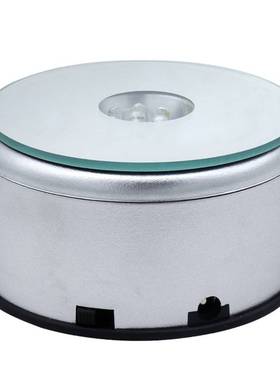 水晶LED灯座七彩旋转底座发光展示水晶摆件工艺品灯座3D内雕