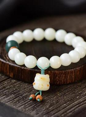 2026炭烧猫爪手串白玉菩提高密念珠男女款佛珠手链手串情侣