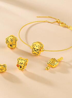 2026沙金强保色可爱线条萌宠系列转运珠快乐小狗手链手绳diy串珠