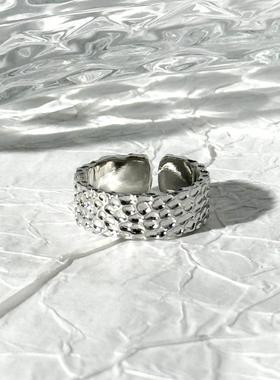 2025复古锤纹戒指 电镀男手工古法闭口陨坑情侣对戒刻字男精致