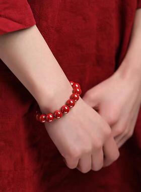 2026原矿朱砂紫金砂帝王红砂手链手串紫砂红色朱砂 厂家直销