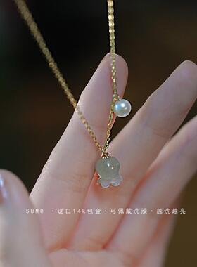 2026推荐珠宝 蓝铃花和田玉项链ins小众设计气质温柔2022年新款