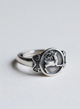 2025《天禄永昌》中式泰银文艺气质戒指小鹿可调节戒指中国风古典