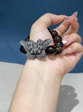 2026冰曜石搭配银耀石蝴蝶手串简约设计轻奢高级感手链女款