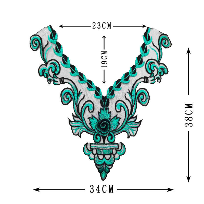 V型假领子刺绣时尚多色花边黑网高档绣花布贴修补衣领DIY装饰网底 - 图2