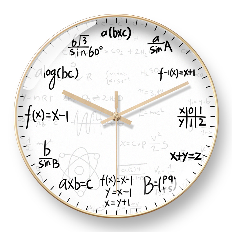 原创意数学挂钟石英钟表理科学霸数字简易公式时钟培训教室电波钟 - 图0