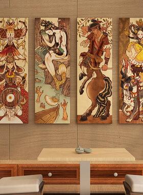 日式禅意挂画装饰画布艺和风居酒屋日本武士纹身店刺青餐厅装饰画