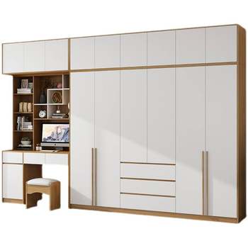 Wardrobe home bedroom modern corner storage small apartment cabinet assembly desk integrated wardrobe ຂະຫນາດໃຫຍ່