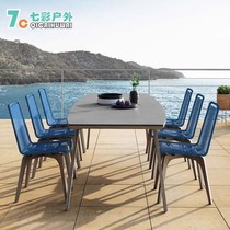 Outdoor table and chairs Grapefruit Rain-proof sunscreen made up of old balcony outdoor villa Courtyard Sand Casual Milk Tea Coffee Shop