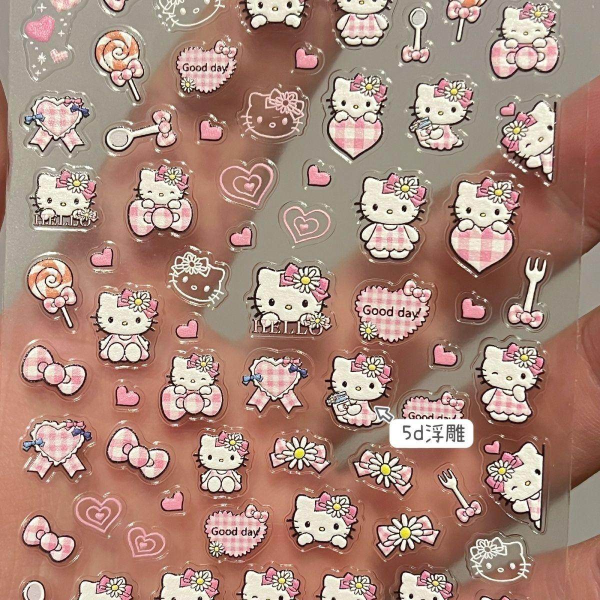 卡通可爱美甲贴纸ins少女心5d浮雕立体凯蒂猫水杯相机diy贴水杯贴,淘宝优惠券,粉丝福利购,淘宝优惠卷