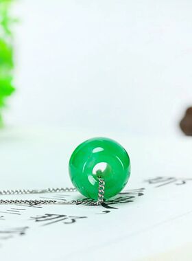 天然高冰种冰透帝王绿翡翠路路通转运珠单珠吊坠挂坠项链玉坠玉佩