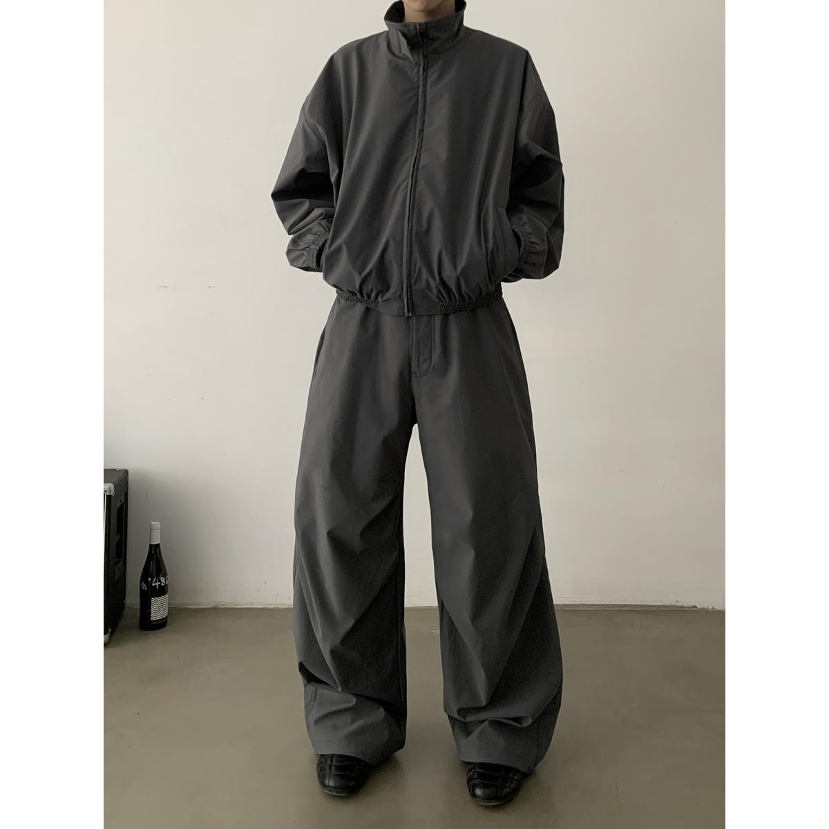 INKNOTS美式复古抗皱廓形伞兵裤男女宽松阔腿休闲机能风运动长裤 - 图2