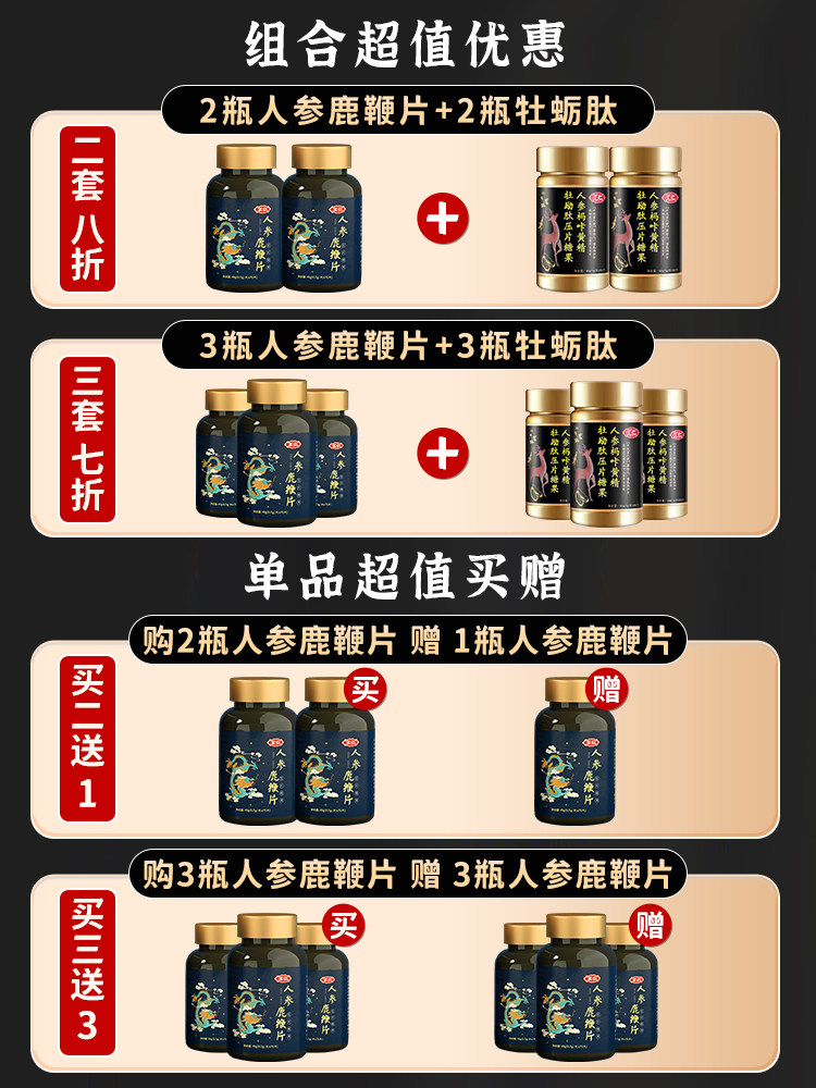 汇仁鹿鞭片肽片搭鹿膏丸男性肾玛咖 汇仁亿程鹿制膏/鹿制品