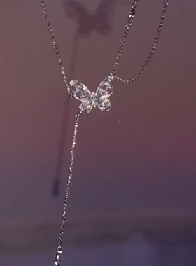 锆石真金电镀女蝴蝶项链