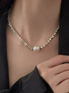 碎银几两珍珠不掉色锁骨链女