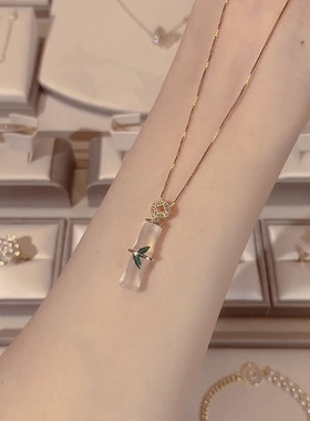 有你竹够节节高升竹节项链女