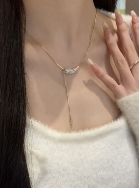 精致满钻金属风吊坠项链女